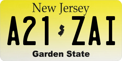 NJ license plate A21ZAI