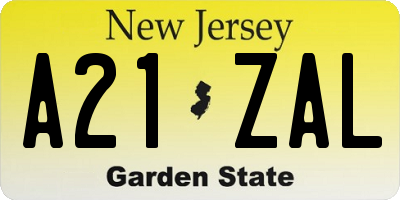 NJ license plate A21ZAL