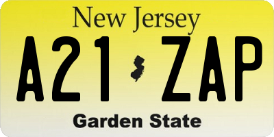 NJ license plate A21ZAP