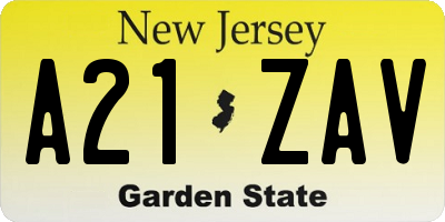 NJ license plate A21ZAV