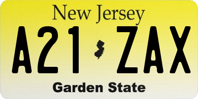 NJ license plate A21ZAX