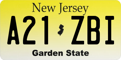 NJ license plate A21ZBI