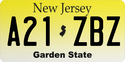 NJ license plate A21ZBZ