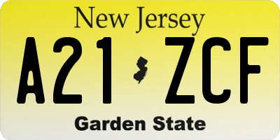 NJ license plate A21ZCF