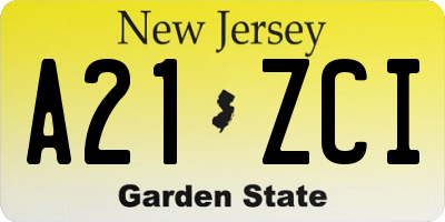 NJ license plate A21ZCI