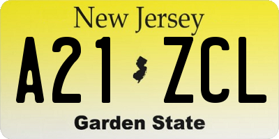 NJ license plate A21ZCL