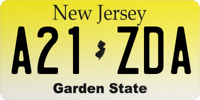 NJ license plate A21ZDA