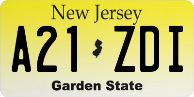 NJ license plate A21ZDI