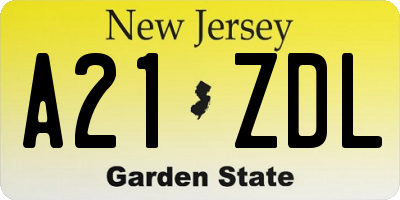 NJ license plate A21ZDL