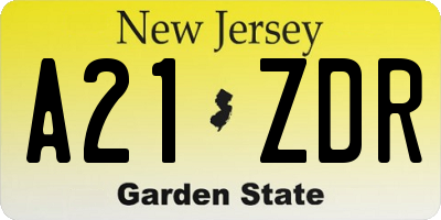 NJ license plate A21ZDR