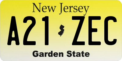 NJ license plate A21ZEC