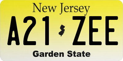 NJ license plate A21ZEE