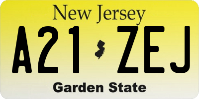 NJ license plate A21ZEJ