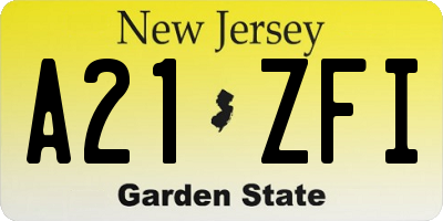 NJ license plate A21ZFI
