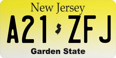 NJ license plate A21ZFJ
