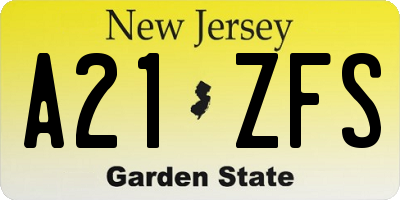 NJ license plate A21ZFS