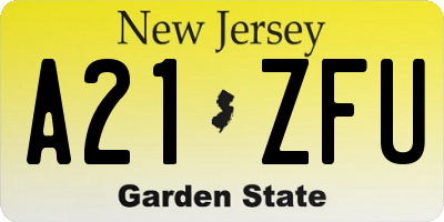 NJ license plate A21ZFU