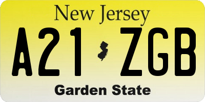NJ license plate A21ZGB