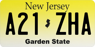 NJ license plate A21ZHA
