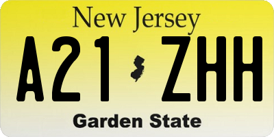 NJ license plate A21ZHH