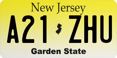 NJ license plate A21ZHU