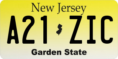 NJ license plate A21ZIC