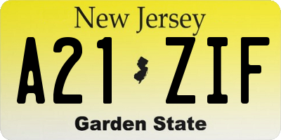 NJ license plate A21ZIF