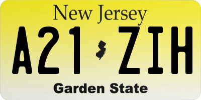NJ license plate A21ZIH