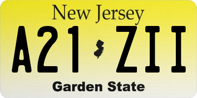 NJ license plate A21ZII