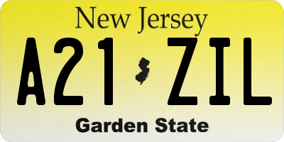NJ license plate A21ZIL