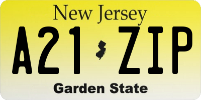 NJ license plate A21ZIP