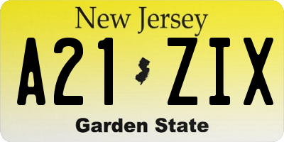 NJ license plate A21ZIX