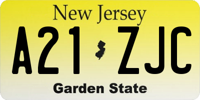 NJ license plate A21ZJC