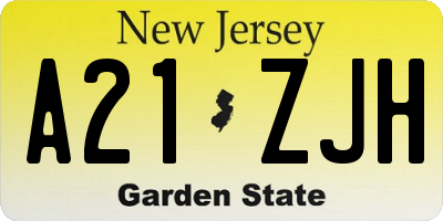 NJ license plate A21ZJH