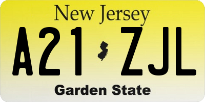 NJ license plate A21ZJL