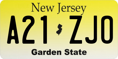 NJ license plate A21ZJO