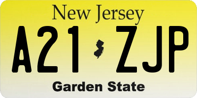 NJ license plate A21ZJP