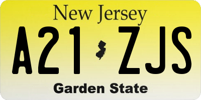 NJ license plate A21ZJS