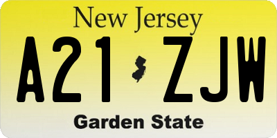 NJ license plate A21ZJW