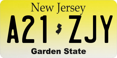 NJ license plate A21ZJY