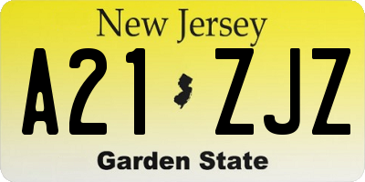 NJ license plate A21ZJZ