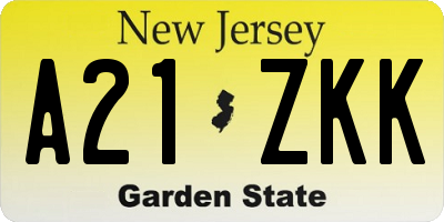 NJ license plate A21ZKK