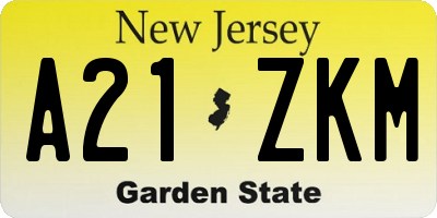 NJ license plate A21ZKM
