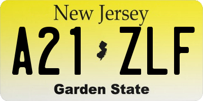 NJ license plate A21ZLF