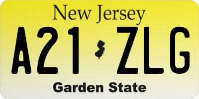 NJ license plate A21ZLG