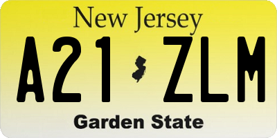 NJ license plate A21ZLM