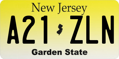 NJ license plate A21ZLN