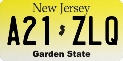 NJ license plate A21ZLQ