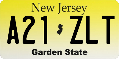 NJ license plate A21ZLT