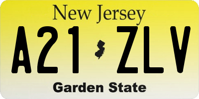 NJ license plate A21ZLV